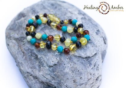 Multi Amber & Turquoise Gemstone-20 inch