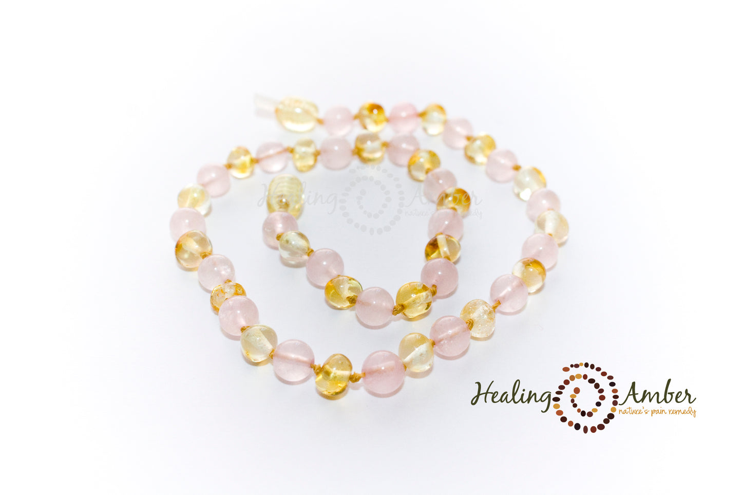 Gold Amber & Rose Quartz-7.5" clasp